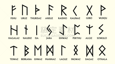 神符,字母,古典式,绘画插图,远古的,文字,符号,矢量,超自然