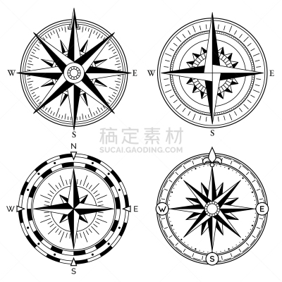 风,海洋,船,纬度,矢量,街道,收集,复古,设计