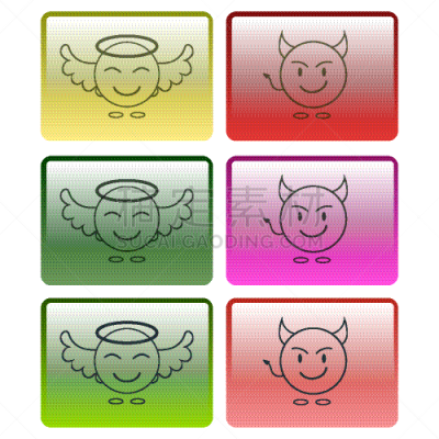 图像,平衡折角灯,按钮,可爱的,魔鬼,证章,想法,恶魔,布置