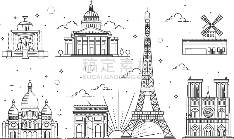 建筑,巴黎,国际著名景点,轮廓,欧洲,符号,房屋,法国,城镇