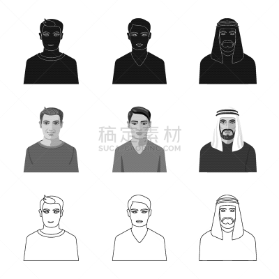 分离着色,发型,职业,图标,人造物,亚洲,男人,肖像,收集,设计