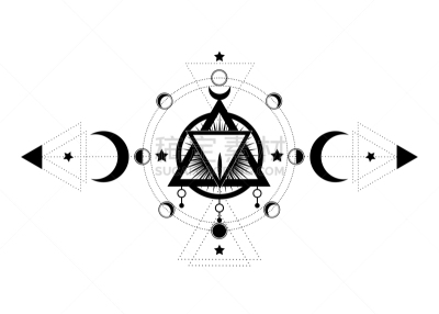 灵性,图标,神,几何形状,黑色,概念,复古
