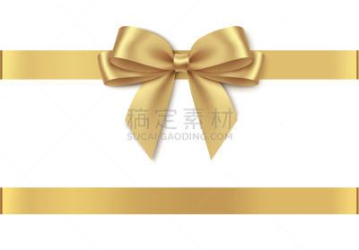 蝴蝶结,金色,水平画幅,缎带,白色背景,分离着色,华丽的,周年纪念,背景分离,装饰物