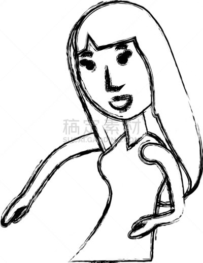 青年女人,卡通,可爱的,白色,商务,人,概念,肖像,图像,违约