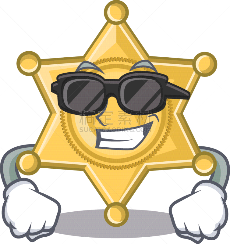 证章,警官,酷,星形,卡通,可爱的,单词,一个物体,塑胶