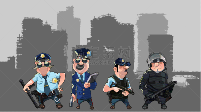 制服,男人,警官,动画片,责任,安全的,防弹衣,图像