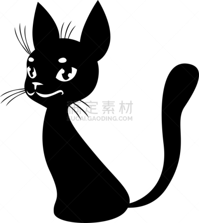可爱的,高雅,图像,猫,自然美,动物,矢量,坐,剪影