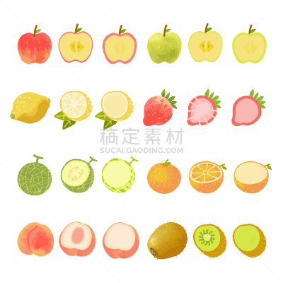 色彩鲜艳,横截面,绘画插图,矢量,水果,时尚,动物手,水彩画,绘制,布置