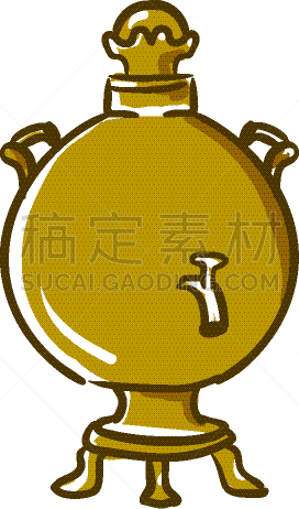 俄式茶壶,彩色图片,圆形,矢量,图像,褐色,高处,装饰水壶,小的,运送