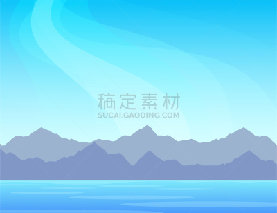 山脉,自然,风景,全景,矢量,海洋,风景插画,在上面,留白,山脊
