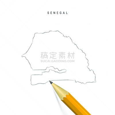 轮廓,塞内加尔,矢量,分离着色,铅笔画,白色背景,国内著名景点,空的,背景分离,铅笔