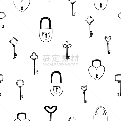 钥匙,四方连续纹样,背景,背景幕,白色,锁,复古,重复
