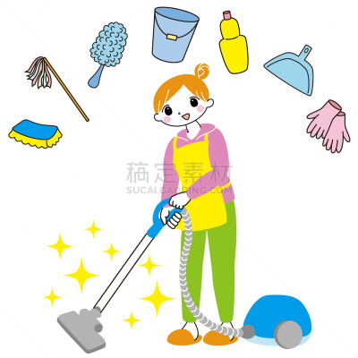 绘画插图,图像,手套,大桶,清洗剂,简单,女人,清洁手套,青年女人,20到29岁
