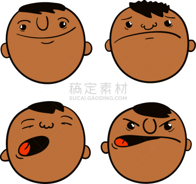 卡通,男孩,可爱的,人的脸部,个性,面部表情,背景分离,多样,肖像,头