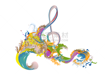 波浪,高音谱号,音乐,多色的,抽象,管弦乐队,水彩画颜料,背景分离,热情,交响乐团