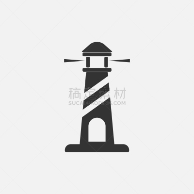 灯塔楼,图标,白色,夜晚,分离着色,安全的,房屋,海洋,船,航海