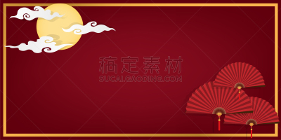 云,中国,背景,天空,绘画插图,黄金,矢量,式样,折扇,留白