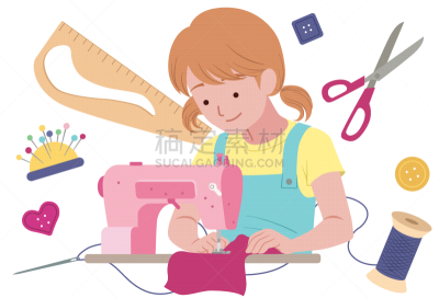 女孩,美术工艺,玩具,线,儿童,线轴,尺,珠针,童年,学校用品