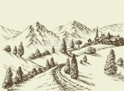 乡村,风景,小的,山,背景,自然,小屋,图像,壁纸,独处