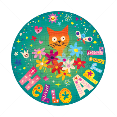 贺卡,你好,四月,小猫,可爱的,宠物,自然,文字,月,图像