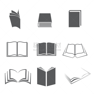 书,图标集,传媒,图书馆,书店,现代,电子阅读器,纸,分离着色,剪影