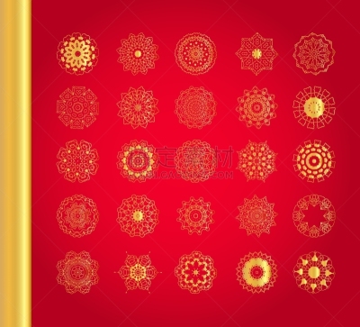 圣诞装饰,圆形,黄金,图像,矢量,抽象,布置,收集,庆祝,问候
