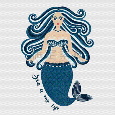 海洋,女人,美人鱼,女孩,举起手,尾巴,创造力,幻想,绘制