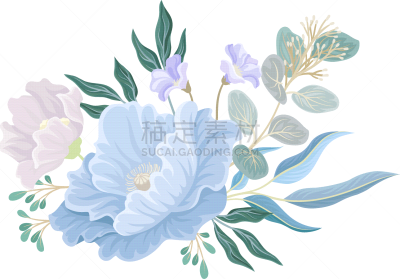 tender floral composition with blue flowers and