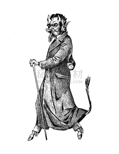 魔鬼,猪肉,有角的,暗色,面具,哥特式风格,复古,绘制