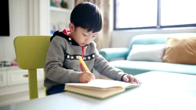 孩子们在家做作业