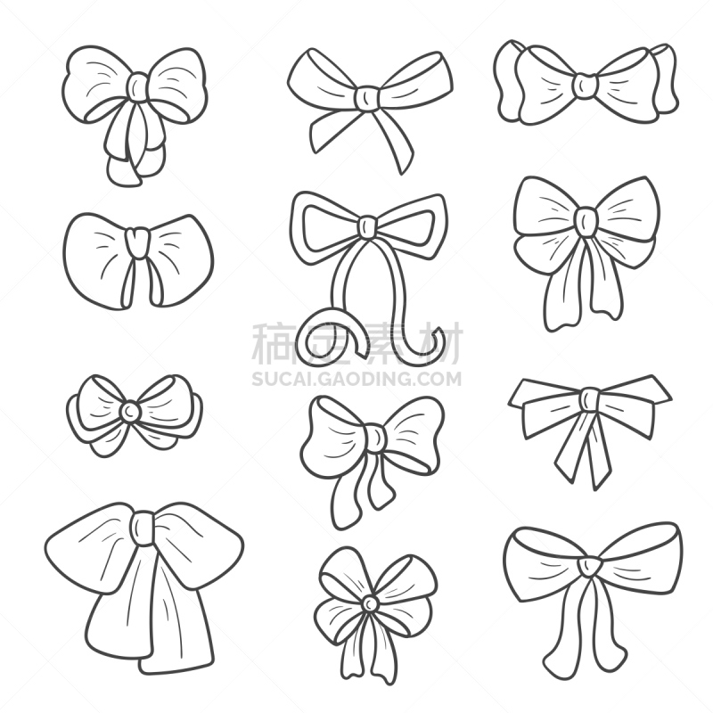 乱画,时尚,蝴蝶结,可爱的,背景分离,纺织品,浪漫,节日,绘画插图,卡通