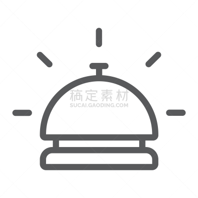 旅行的人,服务铃,线图标,酒店服务台,白色,分离着色,轮廓,鼎,金属,机敏