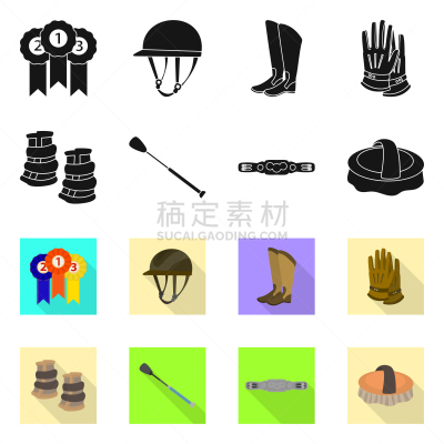 设备用品,分离着色,图标,运动,饰头巾,鞋子,动物,奖,骑