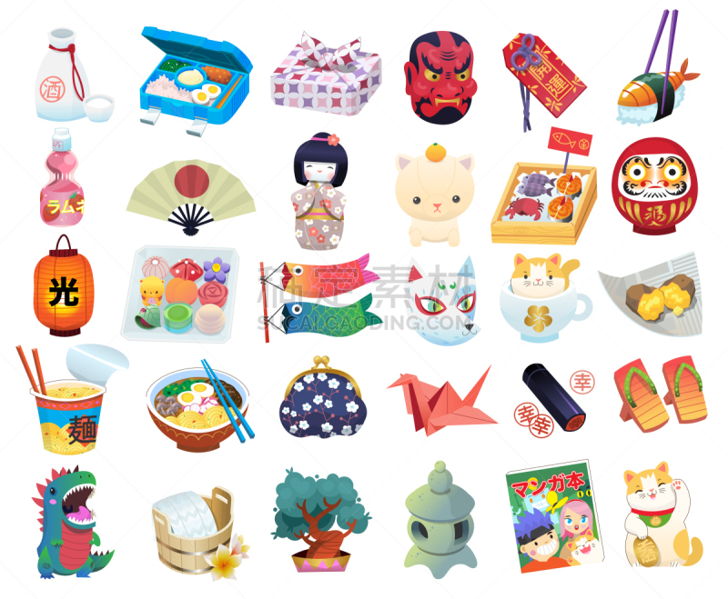 日本,纪念品,组物体,鹭管鱼,传统,寿司,日本点心,纸灯笼,午餐