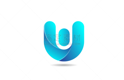 blue gradient logo w alphabet letter design icon