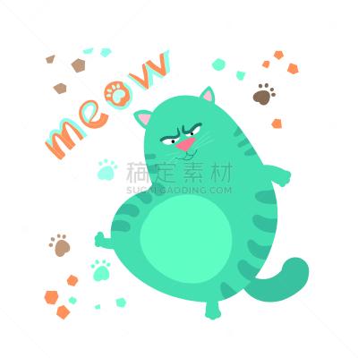 卡通,猫,高雅,纺织品,童年,条纹,文字,贺卡,背景分离,动物