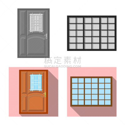 门,图标,外立面,分离着色,公寓,建筑外部,房屋,图像,收集,设计
