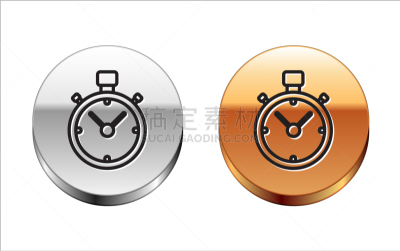 black line stopwatch icon isolated on white