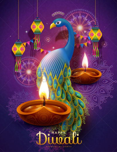 排灯节,孔雀羽毛,灯笼,紫色,油灯,垂直画幅,图像,鸟类,孔雀