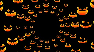 万圣节剪影背景，Spooky和疯狂南瓜，Loop