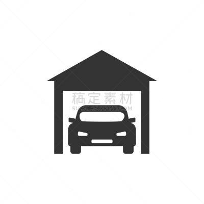 汽车,标志,车库,图标,公寓,分离着色,白色,建筑外部,概念,房屋