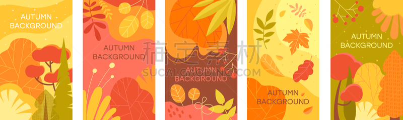 set autumn abstract backgrounds