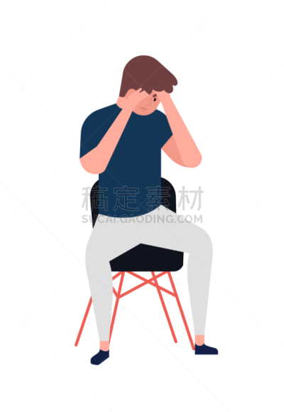 男孩,悲哀,沮丧,椅子,青年男人,人,男人,头痛,坐,生病