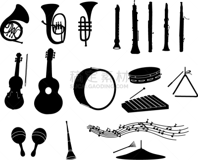 乐器,矢量,马拉卡,管乐器,背景分离,嗡嗡祖拉,吉他,绘画插图,音符,意大利