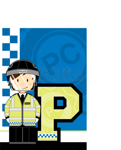 警官,英文字母P,制服,矢量,紧急救援,字母,铜,图像,教育
