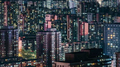 T/L MS HA ZI住宅区和夜间格子公寓