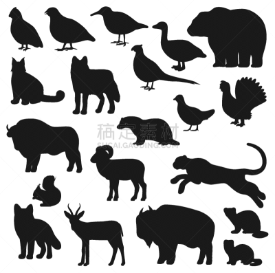 bear duck buffalo wolf panther fox silhouette