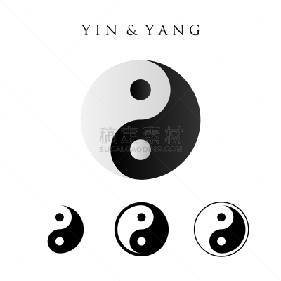 阴阳符,四个物体,传统,平衡,全球通讯,阴阳球,女人,打字,布置