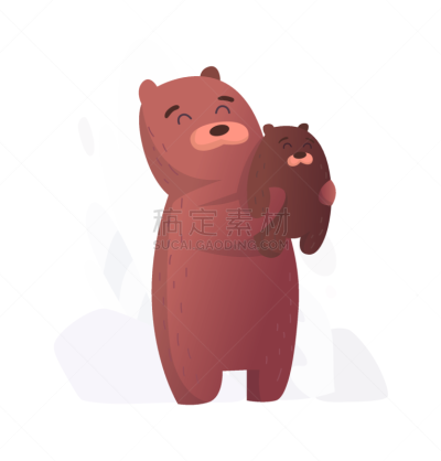 可爱的,母亲,动物,熊,绘画插图,矢量,拿着,动物的臂,扁平化设计,动画片