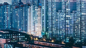 T/L MS城市住宅区夜间/北京，中国